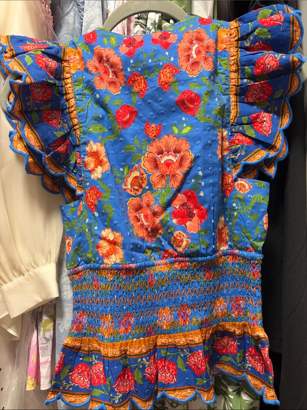 FARM Rio Bright Blue Rococo Flowers Blouse - Picture 2 of 2